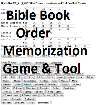 Use bible Book Order Memorization Game and Tool